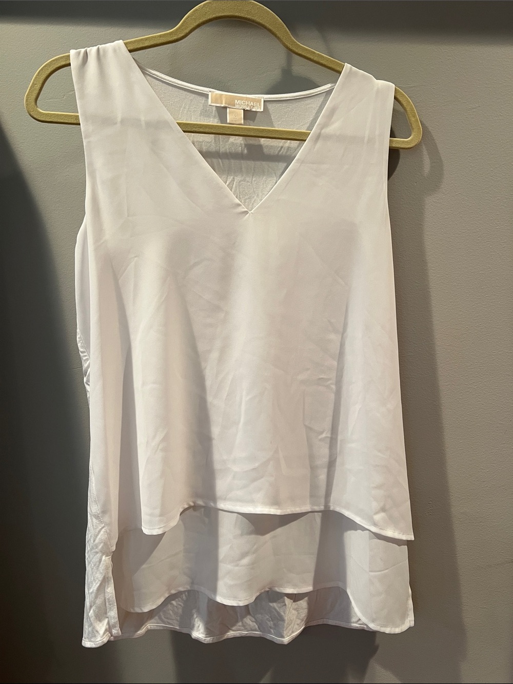 Michael Kors White Layered V-Neck Sleeveless Camisole
